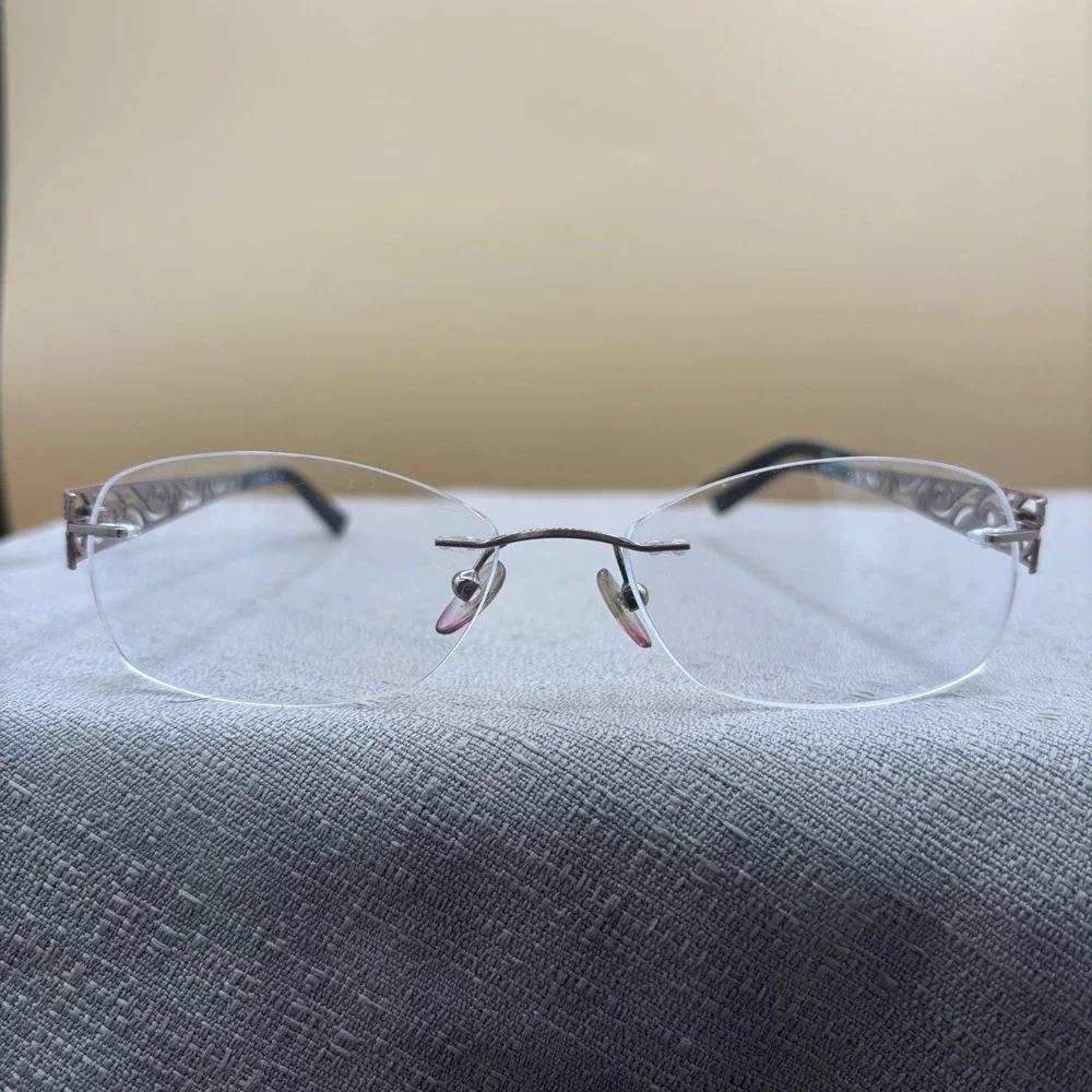 Y2K Office Siren Rimless Filigree Eyeglasses Bronze Brown NR 339 BRN 53-17-135